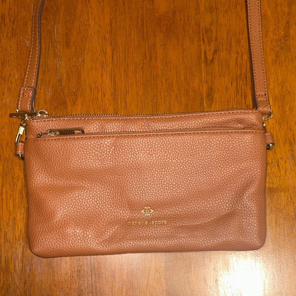 Nanette Lepore Pebbled Leather Crossbody in Cognac
